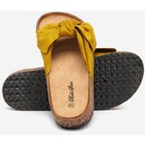 Resti Royalfashion Mustard women's eco-suede flip-flops with bow Maqelia | ePonuda.com