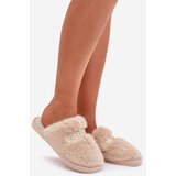 Women’s Furry Slippers With Bear And Decorative Elements Beige Ialise Cene