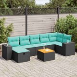  Vrtna garnitura - 8-dijelni set vrtnih sofa od poliratana s jastucima crni - Crna 1 | shoptok.hr