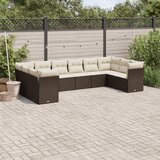 vidaXL 10-dijelni set vrtnih sofa od poliratana s jastucima smeđi Cijene
