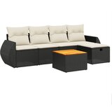 Maison Chic Seti vrtnega pohištva - Vrtna garnitura - Vrtni pohištvo set 6-delna z blazinami črna poli ratan, (21806144) | Shoptok.si