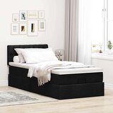 vidaXL Otomanska postelja z vzmetnico črn 90x200 cm blago | Shoptok.si