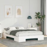 vidaXL Posteljni okvir Bela 135 x 190 cm Trdna borovina | Shoptok.si