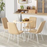  Blagovaonski stol industrijski stil zaobljeni dizajn stabilan do 60 kg Ø80 x 76V cm prirodno drvo/bijela | shoptok.hr