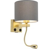 QAZQA Art deco stenska svetilka zlata z USB in sivo senco - Brescia Cene