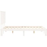 vidaXL Okvir kreveta s uzglavljem bijeli 140 x 190 cm od masivnog drva | shoptok.hr
