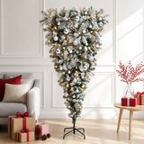  Obrnuto umjetno božićno drvce s granama 150 cm 150 LED lampica | shoptok.hr