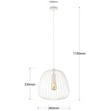  Luster na sajli OVELLA 1xE27/15W/230V, prečnik 36 cm, krem | Eponuda.com