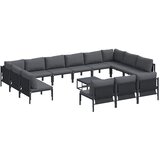  Sjedeća garnitura za vrt s jastukom 14 pcs Crna Čelik | shoptok.hr