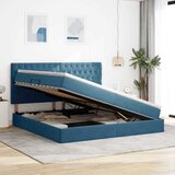  s madracem i skladištem Tamno plava 200 x 200 cm Baršun | shoptok.hr