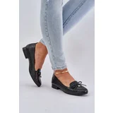 PE2 Lacquered Perforated Ballet Flats With Bow Eco Leather Black Amepitrea