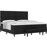 vidaXL Krevet s kutijom opruge s madracem i klupom crne boje 200x200 cm tkanina | shoptok.hr