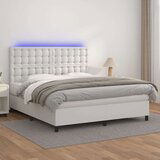  Box spring postelja z vzmetnico LED bela 180x200cm umetno usnje, (20893326) Cene