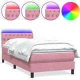 Box spring postelja z vzmetnico roza 80x220 cm žamet, (21792458) | Shoptok.si