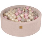 MeowBaby Okrogel bazen s kroglicami H30cm, žamet, ecru, 200 kroglic: Prozorna/Pastelno roza/Biserno/Siva, (20739880) | Shoptok.si