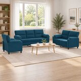  Set sofe 3 pcs Plava Baršun - Plava 1-sjedalo + 2-sjedalo (140 cm) + 3-sjedalo | shoptok.hr