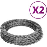 vidaXL Bodeča žica z rezili 2 kosa pocinkano jeklo 100 m, (20769858) | Shoptok.si