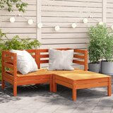 Maison Chic Vrtni kavč - Zunanji kavč dvosed s stolčkom voščeno rjava trdna borovina, (22041749) | Shoptok.si