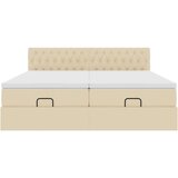 vidaXL otomanski okvir kreveta s madracima krem 200x200cm od tkanine | shoptok.hr