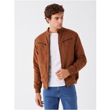 LC Waikiki Standard Fit Men's Suede Coat with a Stand Up Collar.