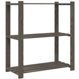 vidaXL Stojalo s policami 3-nadstropno sivo 80x38x90 cm trdna borovina | Shoptok.si
