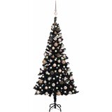  Umjetno osvijetljeno božićno drvce s kuglicama crno 120 cm PVC | shoptok.hr