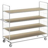 Kongamek Nivojski ESD-voziček s 4 policami, 4 vrtljiva kolesa, 2 z zavoro, dolžina 1395 mm, ŠxV 470 x 1120 mm | Shoptok.si
