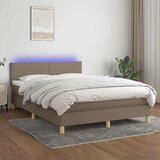  box spring s madracem LED smeđesivi 140x200 cm tkanina | shoptok.hr