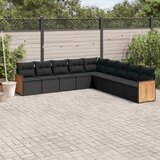 Maison Chic Seti vrtnega pohištva - Vrtna garnitura - Vrtni pohištvo set 9-delna z blazinami črn poli ratan, (21806033) | Shoptok.si