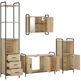  Set ormarića za kupaonicu 4 kom. Hrast sonoma - Hrast sonoma Ormar ispod sudopera (3 vrata) + viseći ormar + kupaonski ormar (vi | shoptok.hr