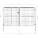 vidaXL Vrtna vrata pocinkano jeklo 306x200 cm srebrna | Shoptok.si