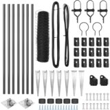 vidaXL Šestkotna Ograja Siva 0,6x10 m Jeklo, Ograjni Stebri s Špico 7 kos Ø32 mm 80 cm Galvanizirano Jeklo | Shoptok.si