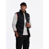 Ombre men's quilted sleeveless jacket with neon accents - black Cene
