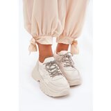 Boto Women's Platform Sneakers with Decorative Lacing Beige Evalianne | Shoptok.si