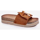 Boto Ladies Platform Sandals With Bow And Decorative Brooch Camel Lenela | ePonuda.com