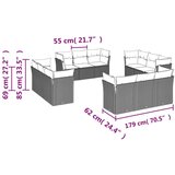  Vrtna garnitura - 12-dijelni set vrtnih sofa od poliratana s jastucima sivi - siva i modra Bez stola 1 | shoptok.hr