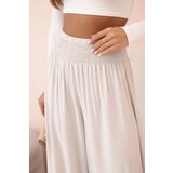 Kesi Włoski Women's viscose trousers with elastic waistband beige | Shoptok.si