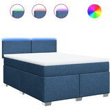vidaXL Box spring postelja z vzmetnico modra 140x200 cm blago, (21307637) | Shoptok.si