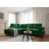 Miuform Temno zelena raztegljiva kotna sedežna garnitura iz rebrastega žameta (levi kot) Lofty Lilly – | Shoptok.si