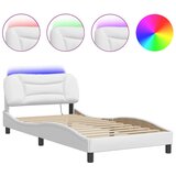  Okvir kreveta s LED svjetlima bijeli 100 x 200 cm umjetna koža | shoptok.hr