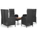 5-dijelni vrtni blagovaonski set s jastucima od poliratana crni Crna | Shoptok.si