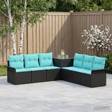  Set sofe 7 kom. Crna i Plava Poli Rattan i čelik | shoptok.hr