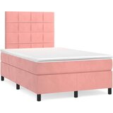 vidaXL Krevet box spring s madracem LED ružičasti 120x190cm baršunasti | shoptok.hr