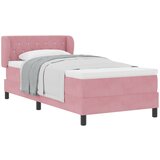vidaXL Postelja z dvigalom in vzmetnico Roza 90x200 cm iz žameta | Shoptok.si