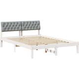 Okvir kreveta s uzglavljem Bijela i svijetlosiva 135 x 190 cm | shoptok.hr