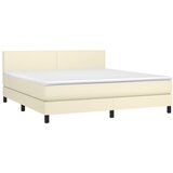 Krevet box spring s madracem LED krem 160x200cm od umjetne kože | shoptok.hr