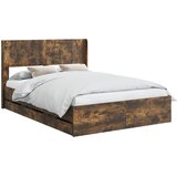 Krevetna konstrukcija s pohranom i uzglavljem Dimljeni hrast Smeđa 135 x 190 cm | shoptok.hr