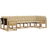  Set vanjskih sofa 7 kom. Bijela i bež Smeđa 304 x 128,5 x 73 cm | Shoptok.si