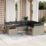 Maison Chic Seti vrtnega pohištva - Vrtna garnitura - Vrtni pohištvo set 10-delna z blazinami sv. siv poli ratan, (21816100) | Shoptok.si