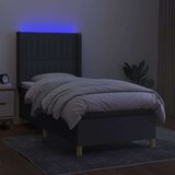  Box spring postelja z vzmetnico LED temno siva 80x200 cm blago, (20999318) | Shoptok.si